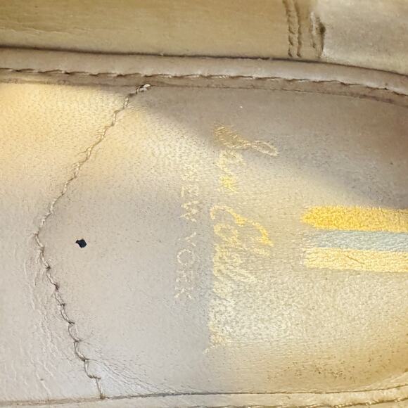 Sam Edelman Shoes Womens 7.5 Beige Lug Sole Loafers Leather Platform Gold - Picture 8 of 10